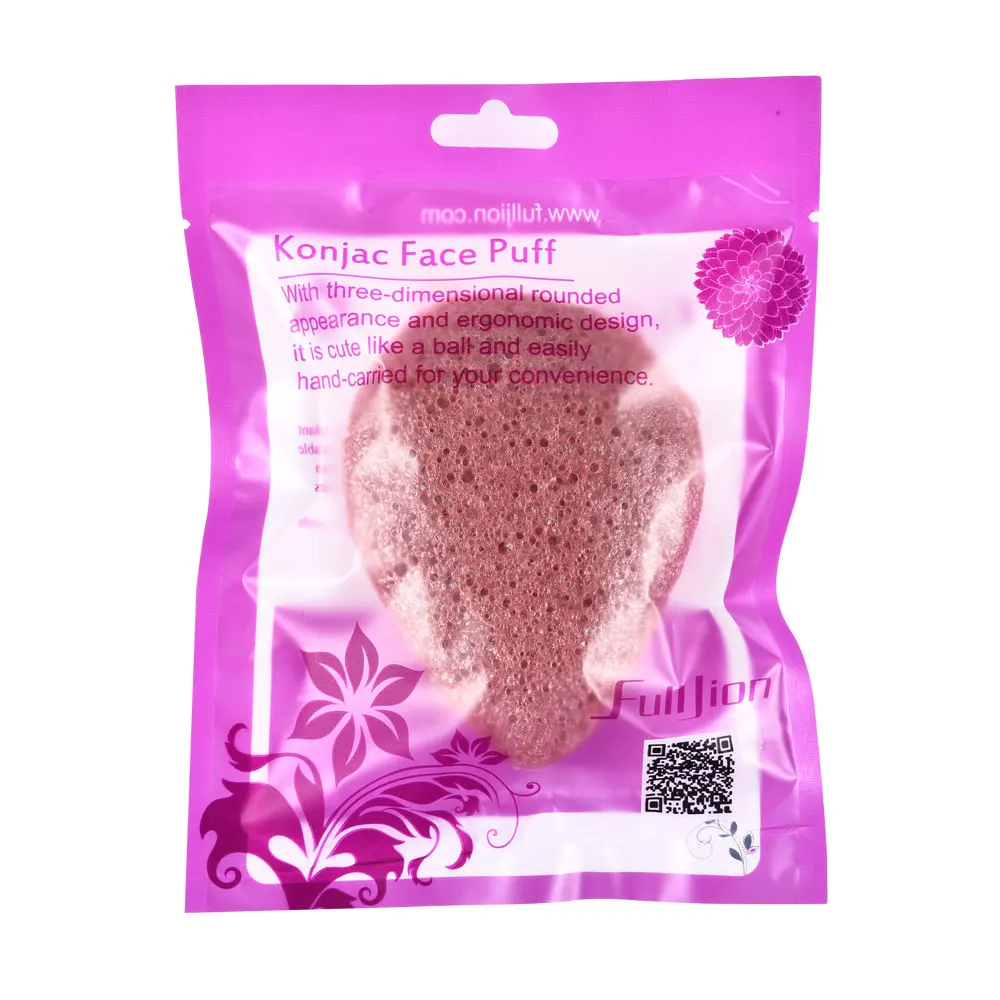 red with package Fulljion 1 шт. Konjac косметический спонж для умывания лица натуральный активный растительный хлопок бамбук древесный уголь очищающий хлопающий влажный спонж для макияжа - Цвет: red with package