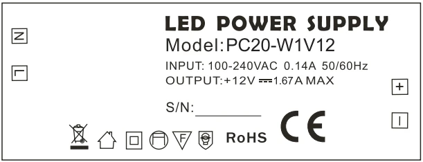 with no Logo SANPU 20 Вт Светодиодный драйвер 12VDC пылезащитный IP44 пластиковый корпус импульсный режим питания 12 вольтный импульсный преобразователь Transformer 12 В преобразователь трансформатора - Цвет: with no Logo