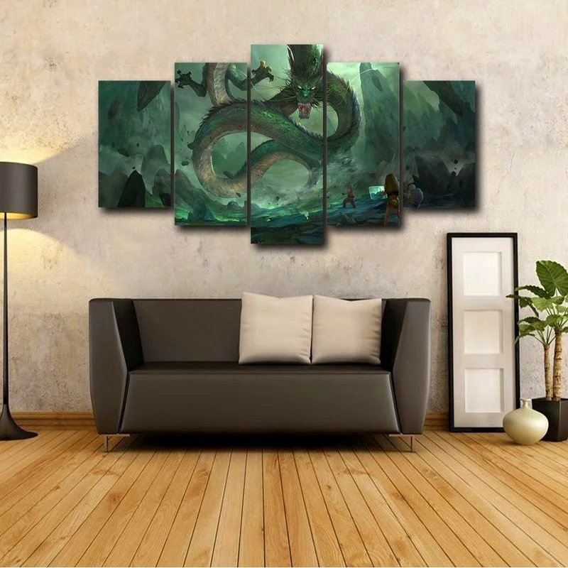 2017 JIE DO ART Without Framed 5 Pcs Large HD Canvas Print Dragon Ball Z Anime Art Illustrated Wall Games Poster | Дом и сад