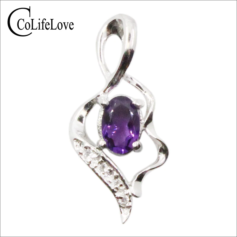 

0.6 ct VVS grade natural amethyst pendant for woman solid 925 silver amethyst jewelry romantic jewelry birthday gift for girl