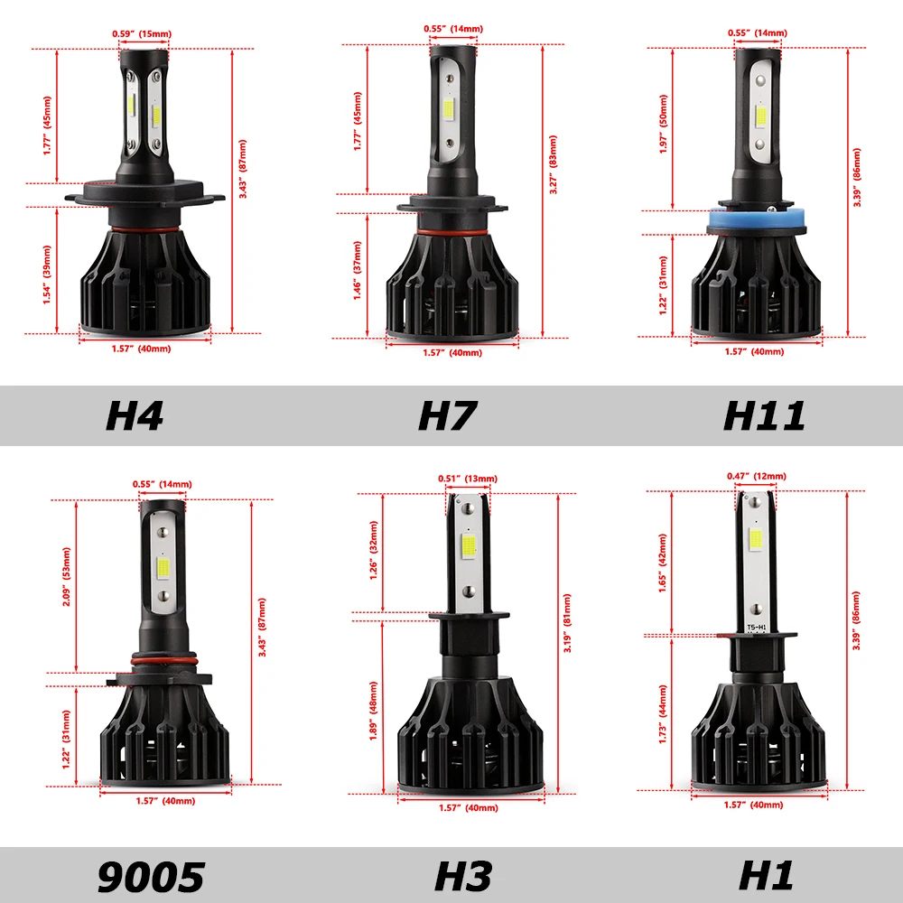 Oslamp T5 H1 H3 H4 H7 H11 COB Светодиодный фонарь 8000лм 72 Вт 6500 к автомобильная передняя лампа окунутый Дальний свет лампы все-в-одном 9005 9006 9007