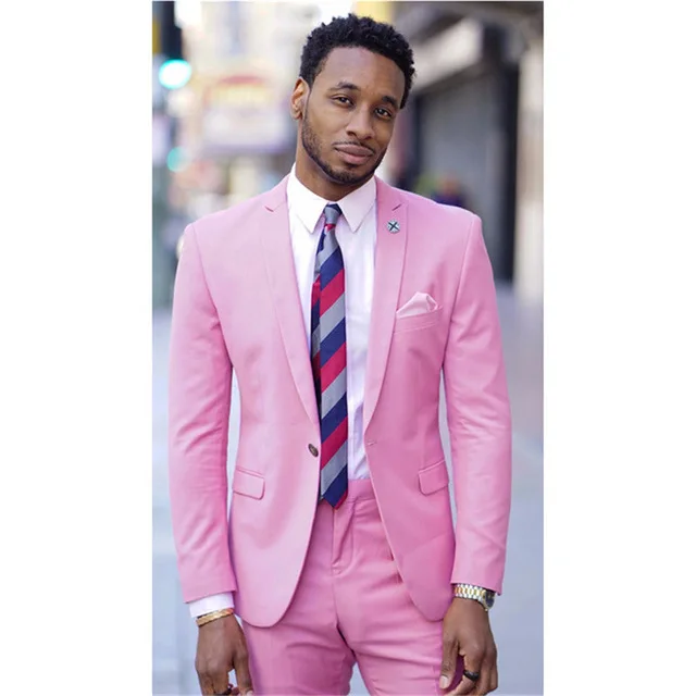 

Облегающий розовый мужской костюм, свадебные костюмы для мужчин, индивидуальный Блейзер, мужские костюмы, смокинг для жениха, 2 предмета, terno...