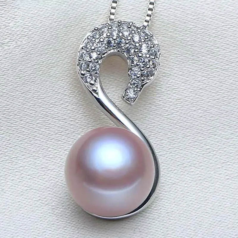 Кулон с пресноводным жемчугом в виде животных из серебра 925 пробы женский кулон