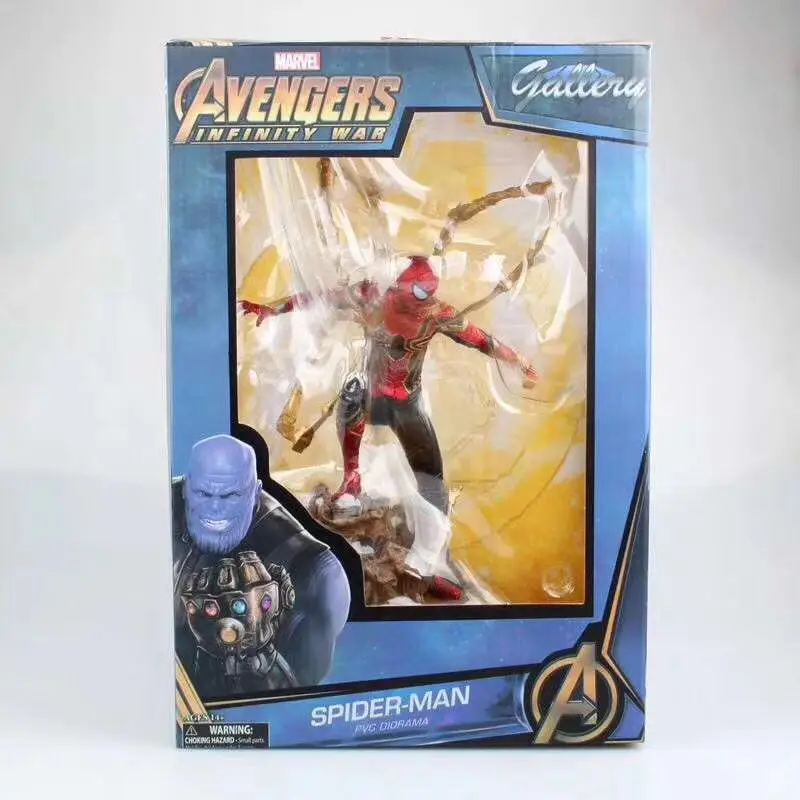 With Retail BOx 26 см Мстители танос Железный человек Человек-паук статуя ко железная Студия ПВХ Фигурки Игрушка Фигурка подвижные когти статус Brinquedos - Цвет: With Retail BOx