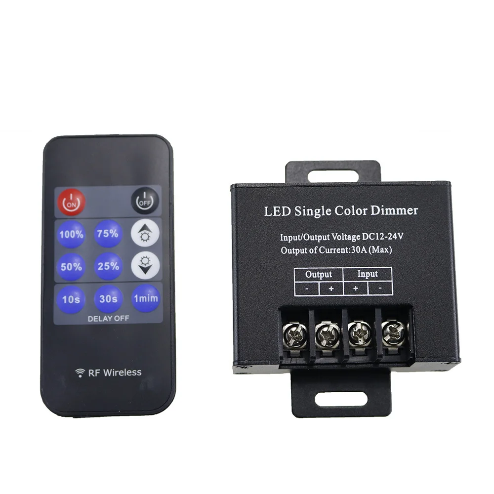 30A светодиодный один Цвет диммер DC12V 24V 11Key RF для РФ затемнением Управление Лер 5050