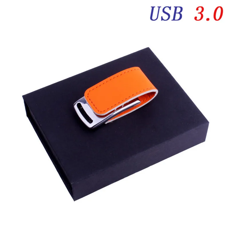 JASTER USB 3,0 Модный креативный 4-цветный кожаный USB+ коробка реальная емкость 4 ГБ 8 ГБ 16 ГБ 32 ГБ 64 ГБ USB флеш-накопитель - Цвет: Orange USB BOX