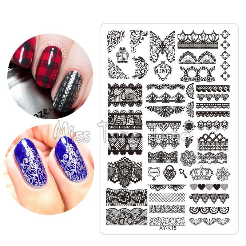 Кружевные французские гвозди стильные акриловые пластины для стемпинга ногтей