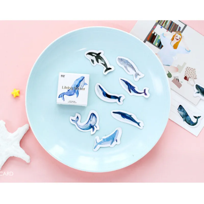 Мини Бумажный дневник Mo. Card whale world наклейки для скрапбукинга декоративные