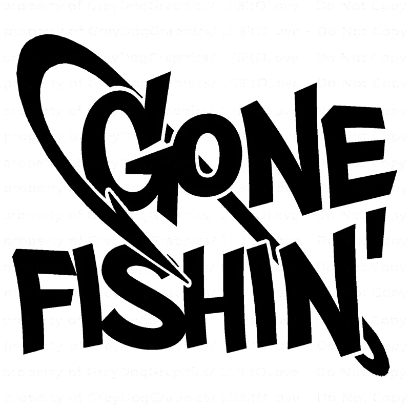30cm Gone Fishing Fashion Decor Car Sticker Car-Styling Vinyl 6Zf-076