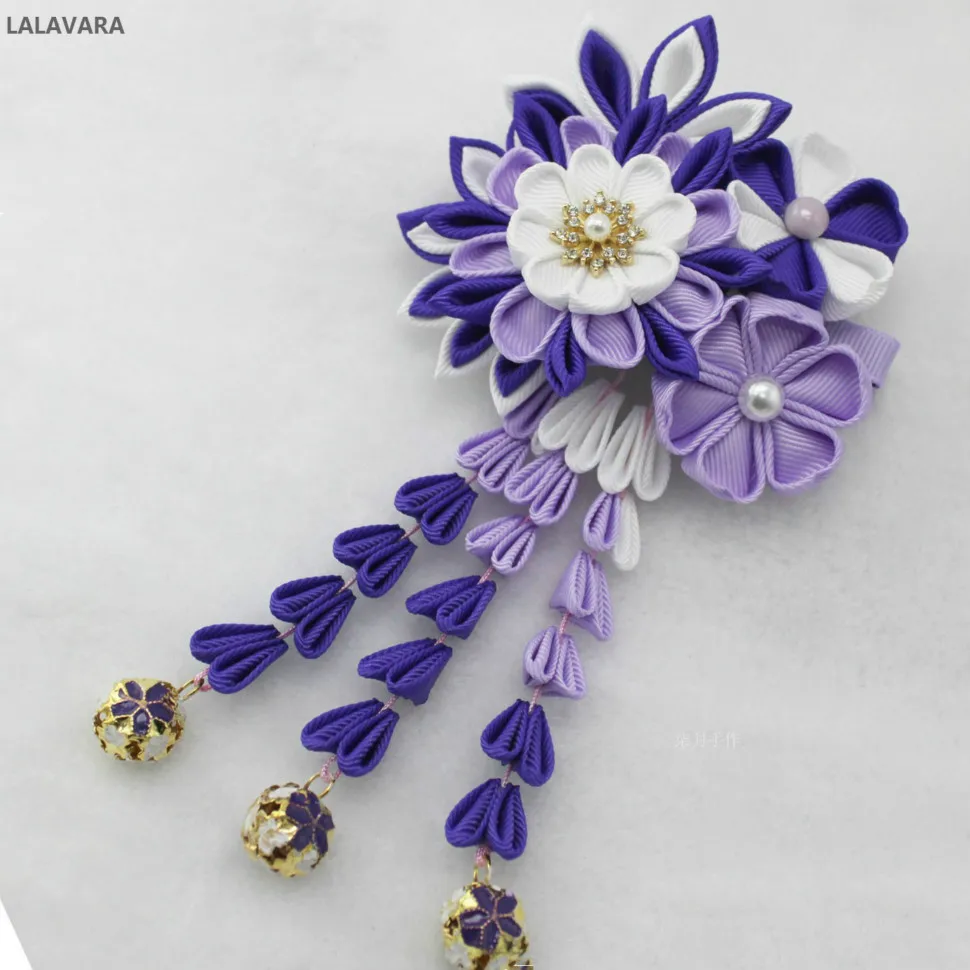 C LALAVARA 5 шт. на заказ kanzashi цветы заколки на голову свадебные заколки для волос для невесты головные уборы для девочек - Цвет: C