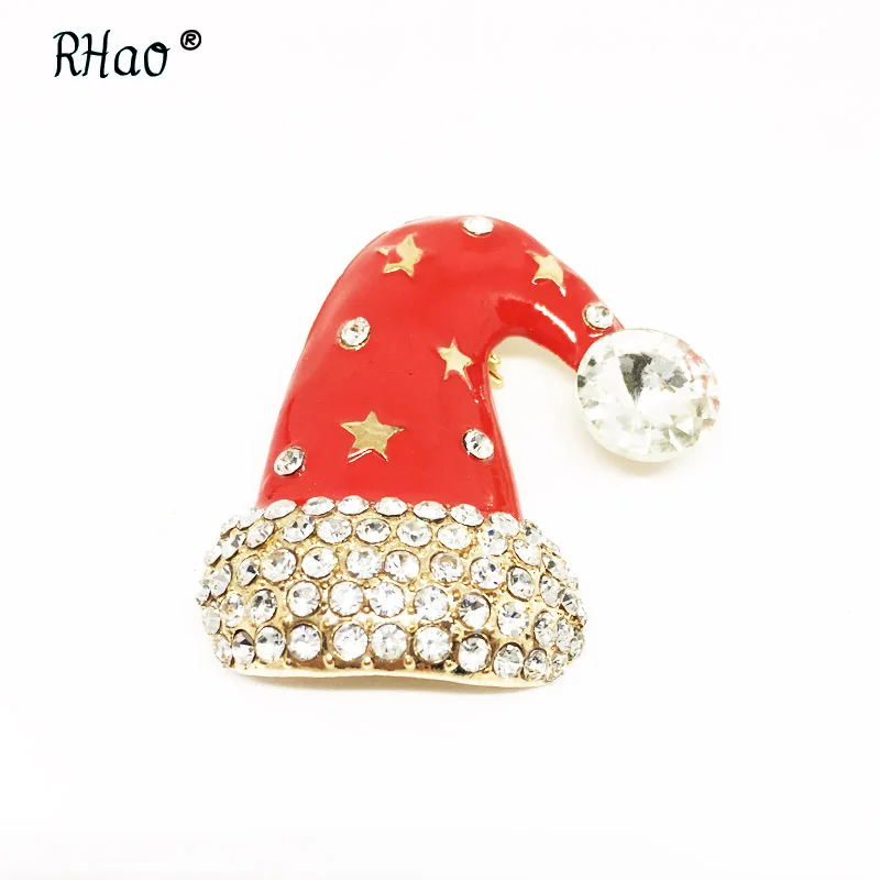 RHao, Рождественское украшение, Зеленый Кристалл, Рождественская елка, броши для женщин, мужчин, детская одежда, шляпы, воротник, пряжки, брошь, подарок, бижутерия - Окраска металла: A