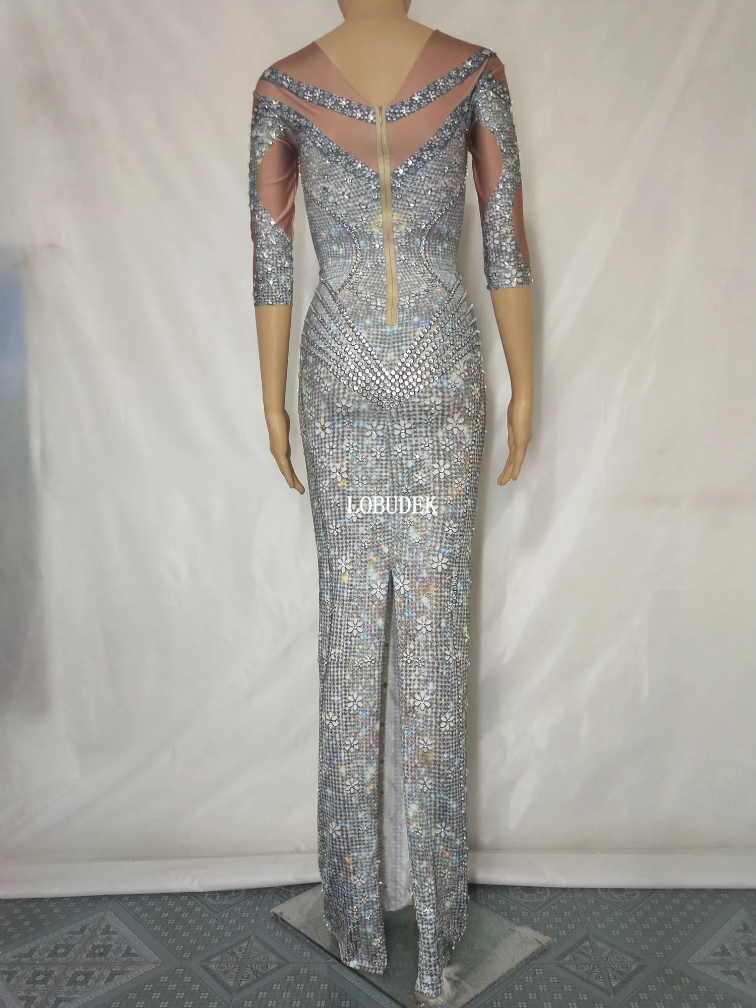 Женские длинные колготки с 3D принтом серебристые стразы для вечеринок ночных