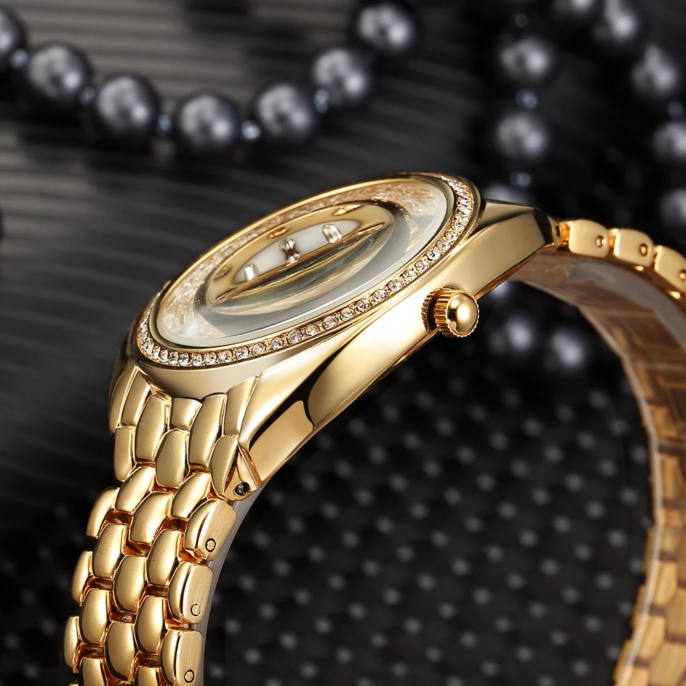 Luxury Ladies Jewelry Wrist Watches Fashion Drift Diamond Bracelet Quartz Female Watch Waterproof Gold Women Clock Brand BELBI | Наручные