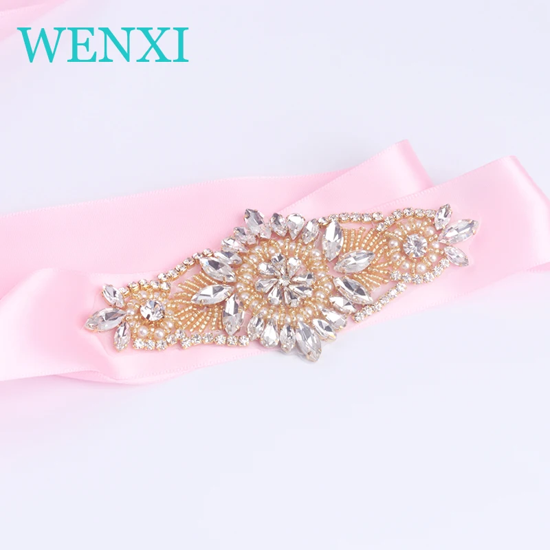 WENXI 30 шт. оптовая продажа ручная вышивка бисером для невесты розовое золото