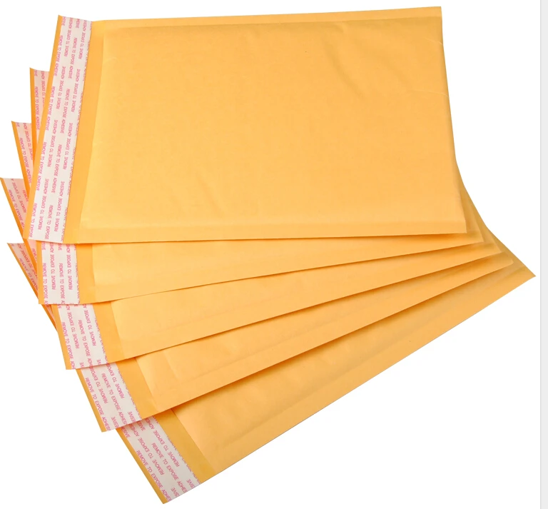 50pcs/lot Kraft Bubble Mailers Padded Bubble Envelopes Paper Bags Envelope Yellow Mailing Bag Free Shipping 