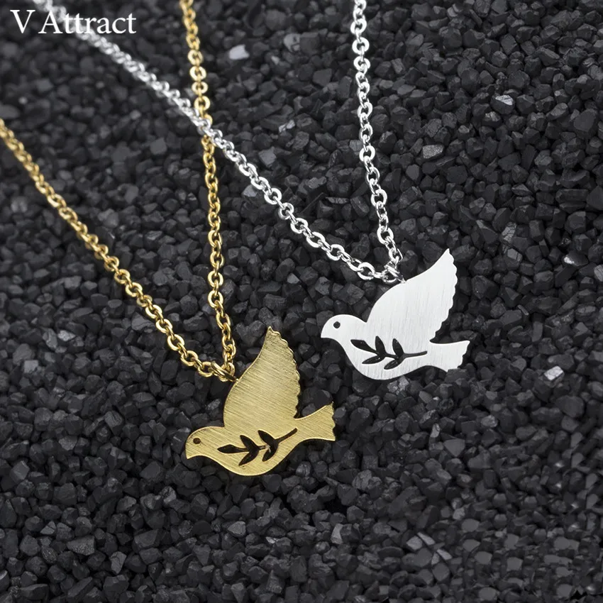 V Attract 2017 Cute Branch Bird Pendants Necklace Women Fashion Jewelry Chain Peace Dove Choker Couple Charm Collier | Украшения и