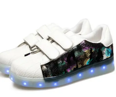 Мальчики девочки светящиеся shoes children with light eur размер 25-40//usb зарядки световой
