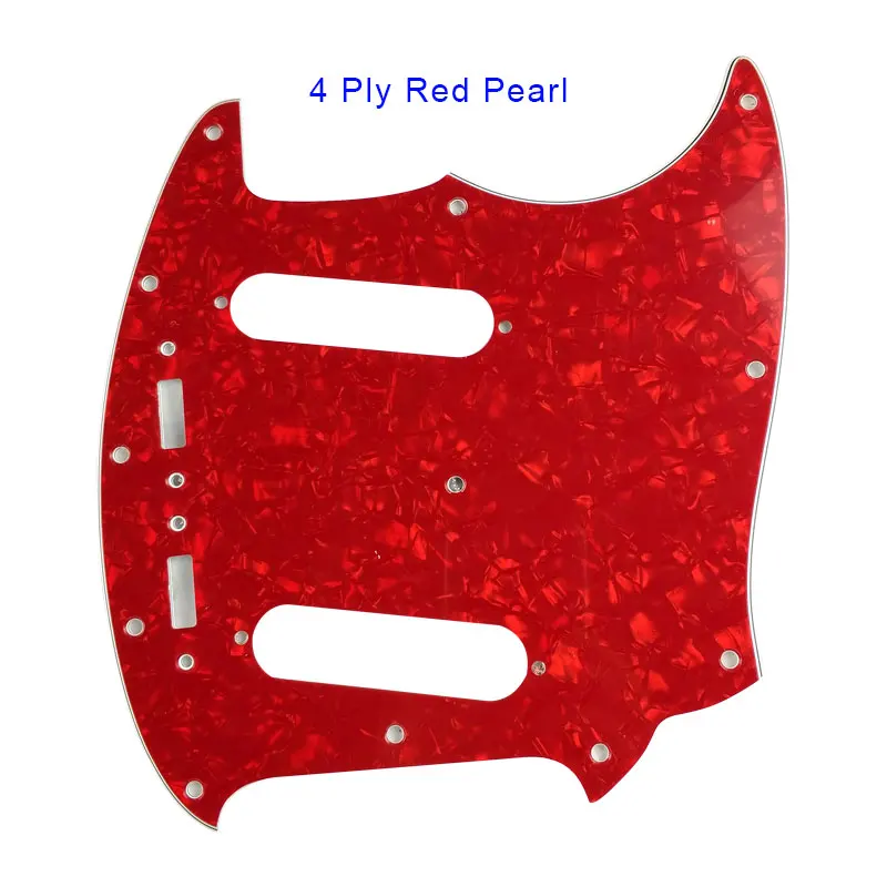 4 ply red pearl Pleroo Гитары части Палочки гвардии, украшенное мозаикой из драгоценных камней, 12 Шурупы Для fender Американский Мустанг Гитары Палочки гвардии лучшее качество Гитары ra защитная пластина - Цвет: 4 ply red pearl