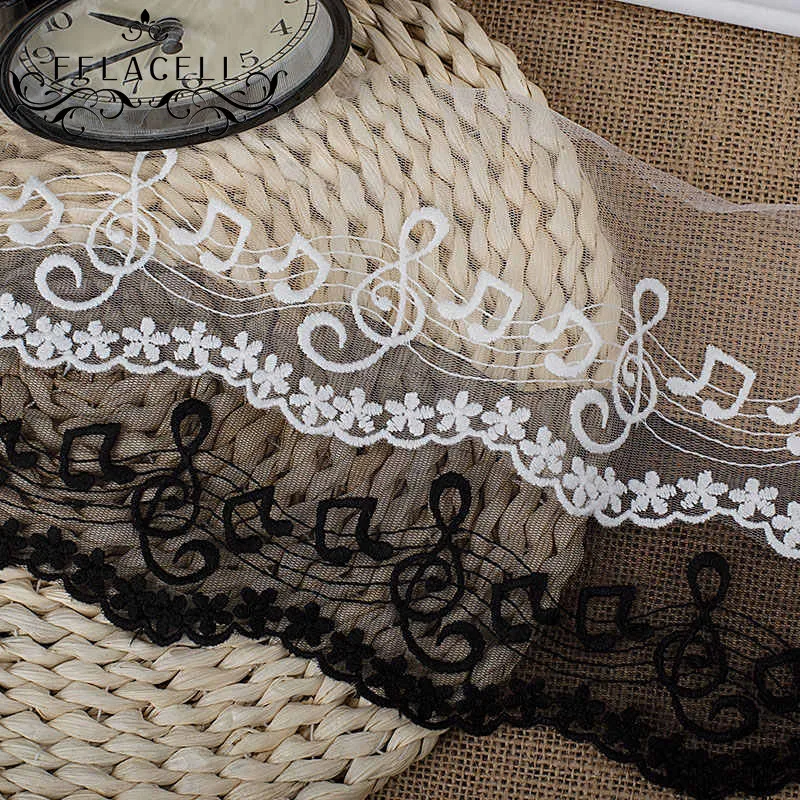 Fflacell 1 ярд Подрезка кружева музыкальные ноты вышитые для скрапбукинга аксессуары