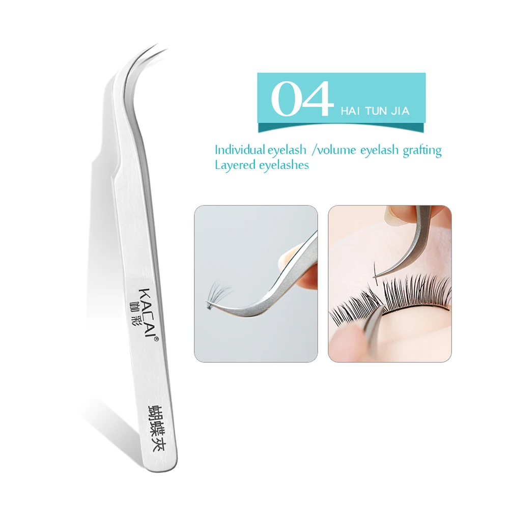 KAICAI Пинцет для ресниц профессиональный отдельных из нержавеющей стали объема
