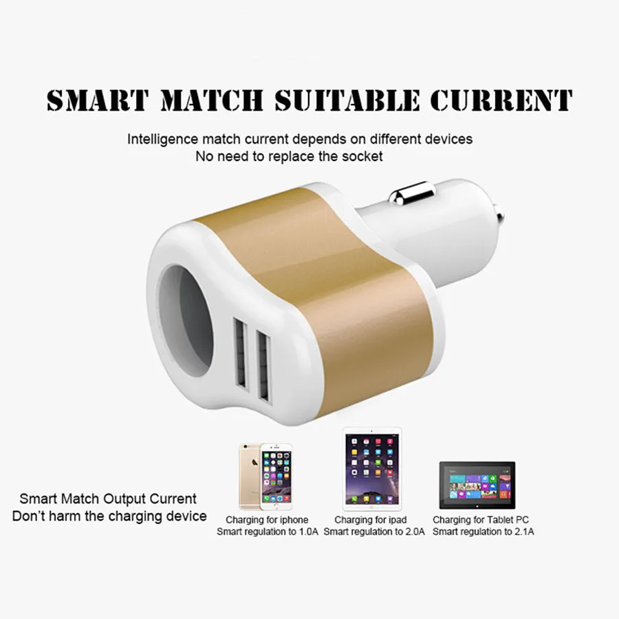 Универсальное автомобильное зарядное устройство 3.1A 2 Dual USB для Iphone 7 6 6s Plus Samsung