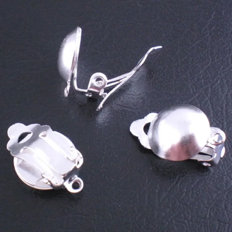 

50Pcs Silver Plated Alloy Earring Clip Jewelry Making Charms Findings 12mmx14mm