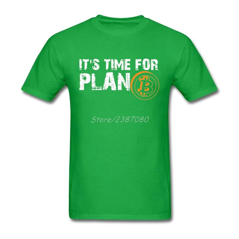 Time For Plan Биткоин BTC криптовалюта футболка с коротким рукавом на заказ футболки Pp Camiseta Хлопок Crewneck большой размер Мужская футболка - Цвет: Зеленый