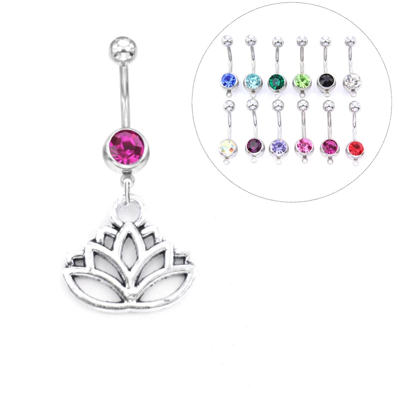 

1PC Fashion Luxury Crystal Flower Navel Piercing Belly Button Rings Piercing Navel Body Belly Piercing Body Jewelry for Women