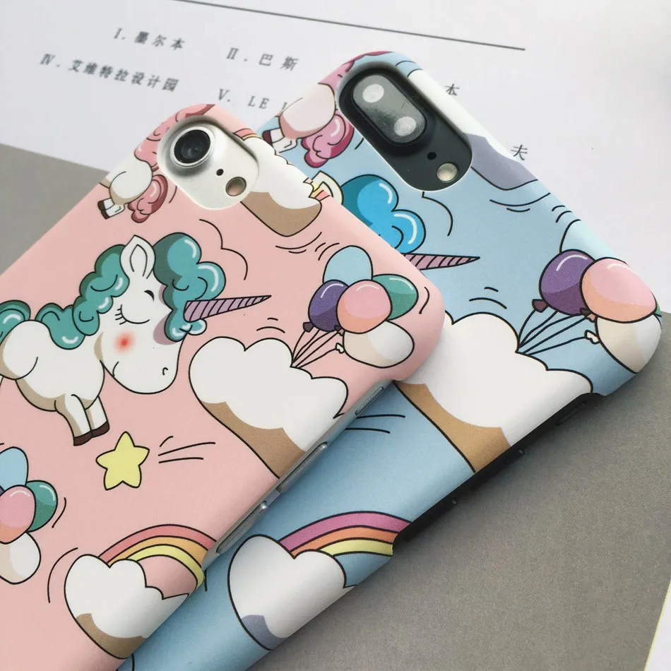 Axbety для iPhone 8 каваи Единорог симпатичный чехол СПС 6 s x 7 плюс розовый мультфильм