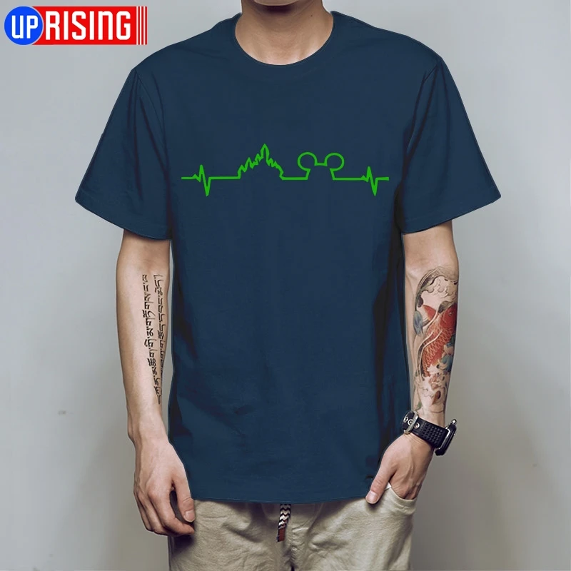 navy green Летняя футболка для мужчин Микки Маус сердце любовь one love День Святого Валентина забавная футболка с короткими рукавами футболка мужская футболка HB77 - Цвет: navy green