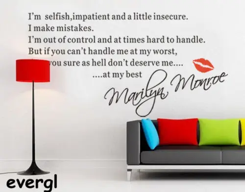 2015 Promotion Hot Sale Wall Stickers Home Decor Marilyn Monroe I'm Selfish Quote Sticker Art Decal Vinyl Mural | Дом и сад