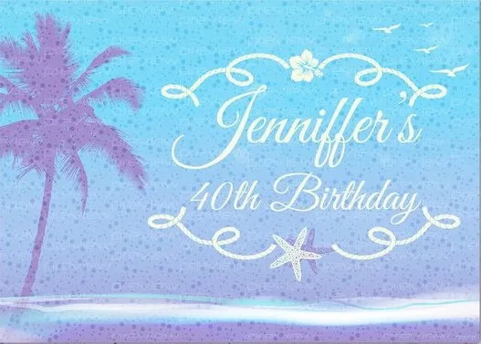 

custom Tropical Sea Blue Birthday Beach Breeze Palm Tree background Computer print party photo backdrop