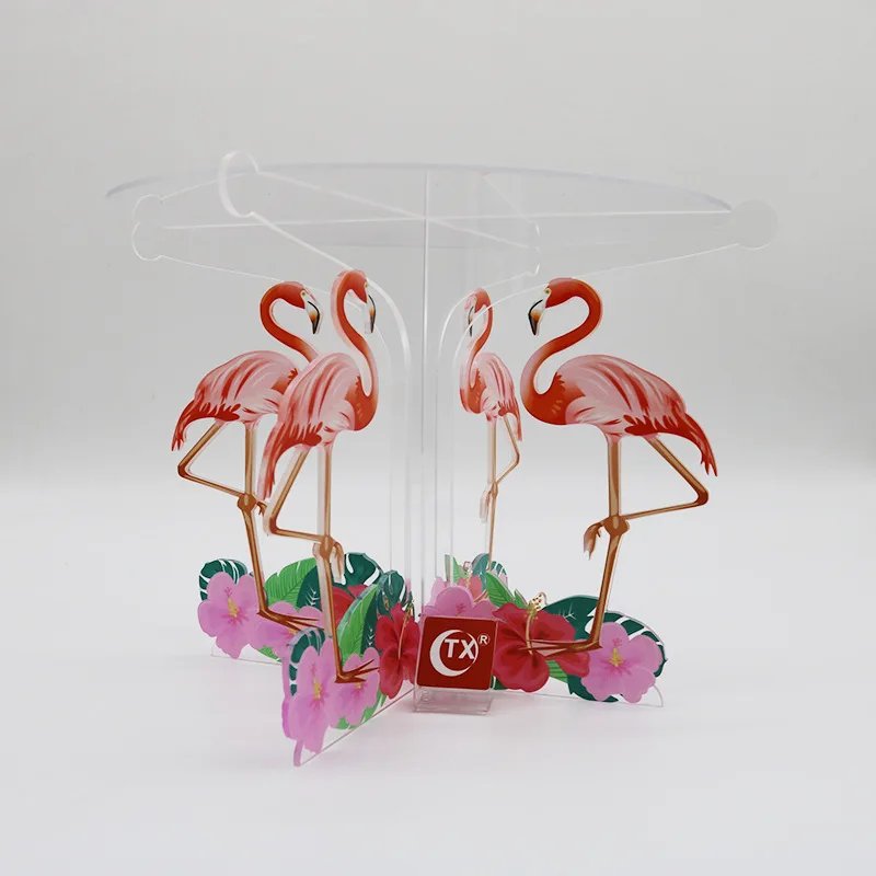 1 галстук акриловая прозрачная подставка для торта с розовым Фламинго украшения для свадьбы/дня рождения/помолвки/Anniverysary вечерние украшения
