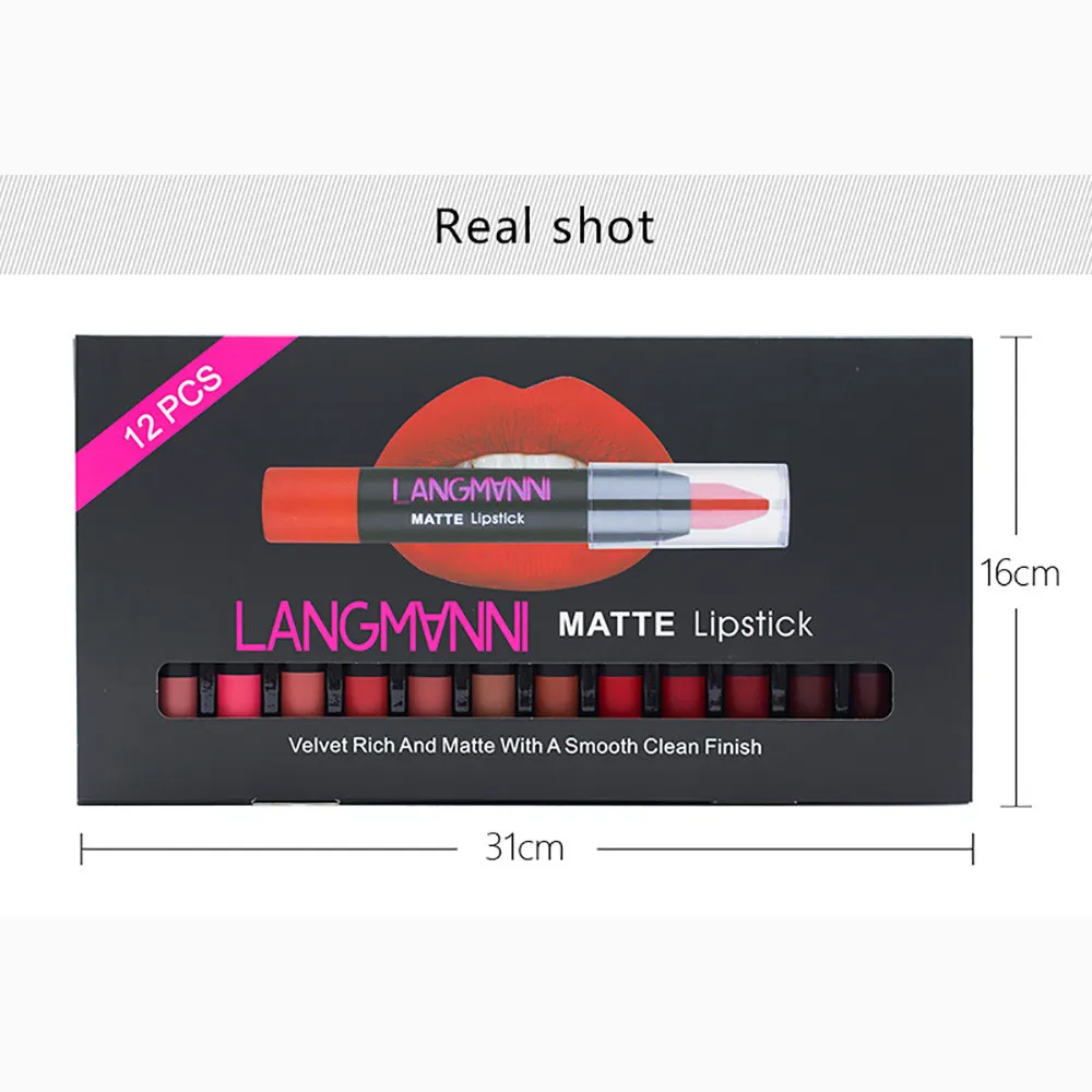 

12pcs Long lasting lipstick Matte Waterproof Sexy Pen Hydrating Long Lasting Lip Gloss Pen 5.25