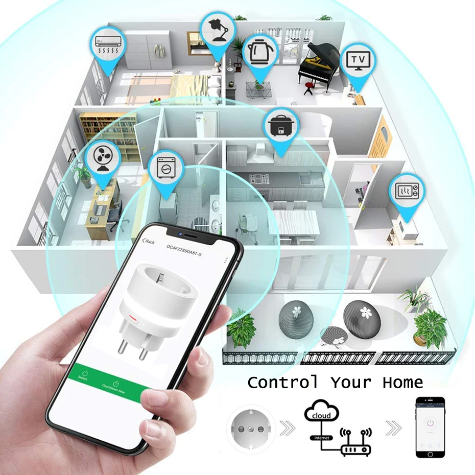 AVATTO 10A ЕС умная розетка с монитором питания, светодиодный ночник, Wi-Fi разъем работает для Alexa/Google Home пульт дистанционного управления для дропшиппинг