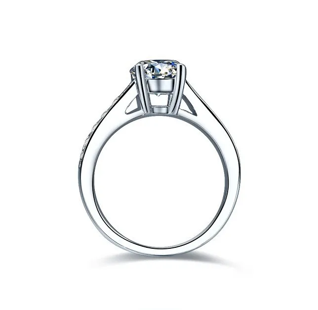 Женское кольцо для помолвки Moissanite синтетическое из белого золота с бриллиантом 1