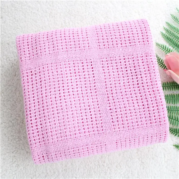 pink 90X120 см Хлопковый вязаный ажурный тонкий Пеленальный детский вязанный плед для новорожденных, детское заднее сиденье, летняя простыня для детской кроватки - Цвет: pink