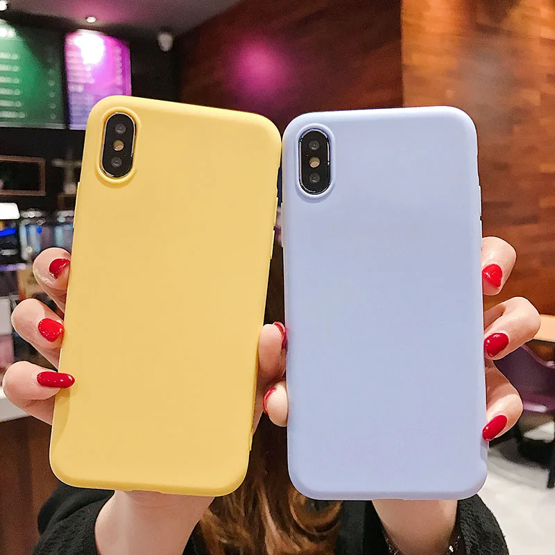 Мягкий силиконовый чехол для iPhone 7 6 6S 8 Plus 5 5S X 10 XR XS Max 6Plus 6splus 7 Plus 8 Plus милый конфетный цвет, матовый чехол