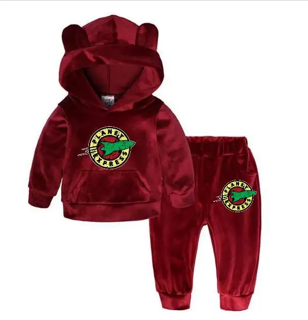 Модный золотой бархатный Детский костюм Планетарная Экспресс толстовка с