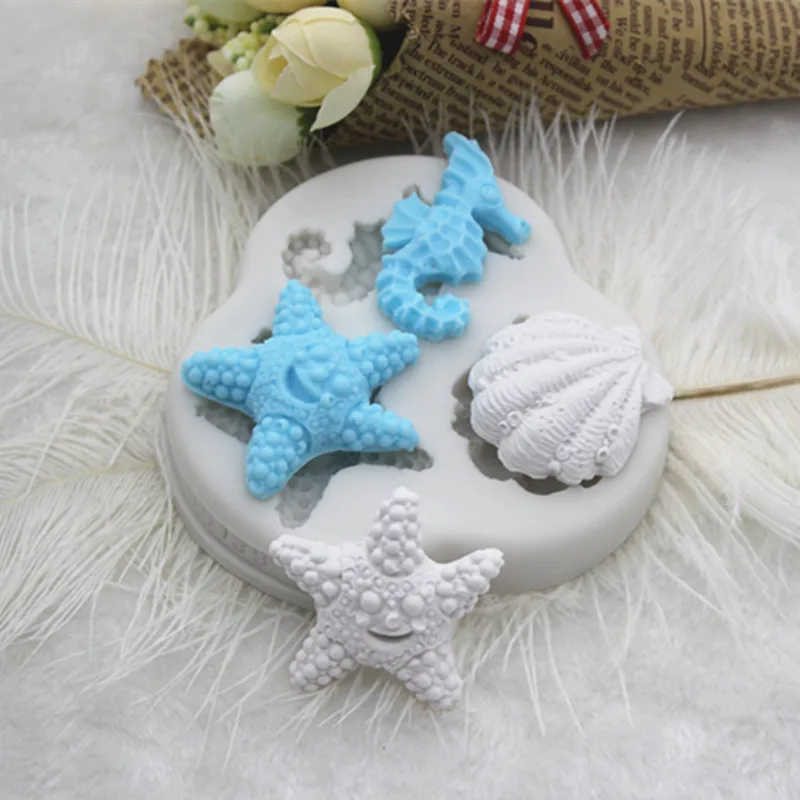 Маленький подарок морская жизнь Рыба Морская звезда сахар торт Силиконовая