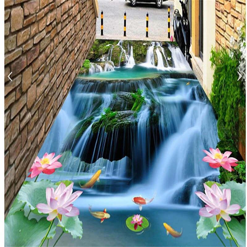 3d настил для пола гостиная в соответствии с водопадом карпа лотоса кухни|3d 3d|3d