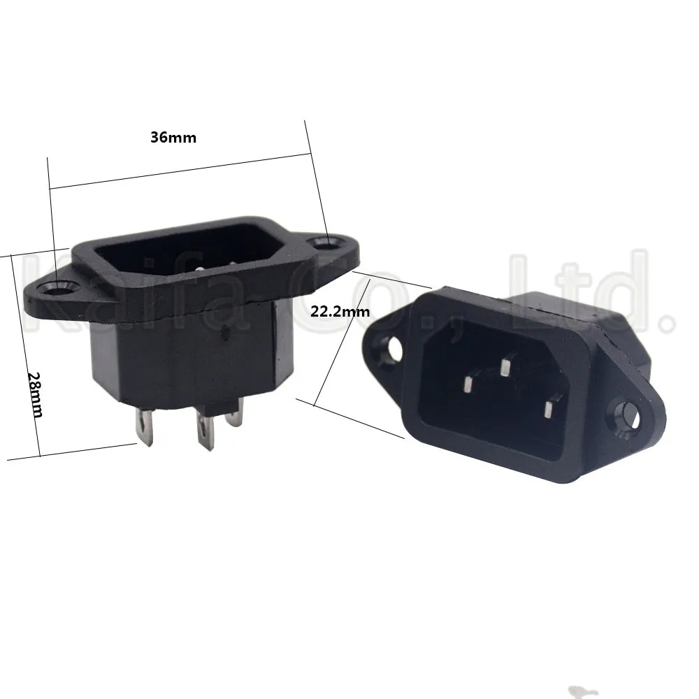AC 250V 10A 3 шт 3P IEC320 C14 штекер панели питания на входе розетки соединители