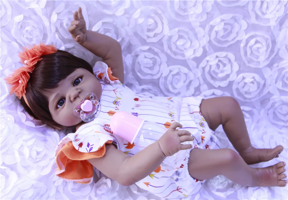 Силиконовый Реборн полный подарок для детей черный чехол 22 дюйма|baby girl doll toy|doll