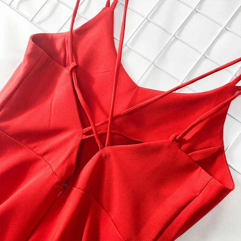 Красное платье большой маятник летние платья с высокой талией облегающие