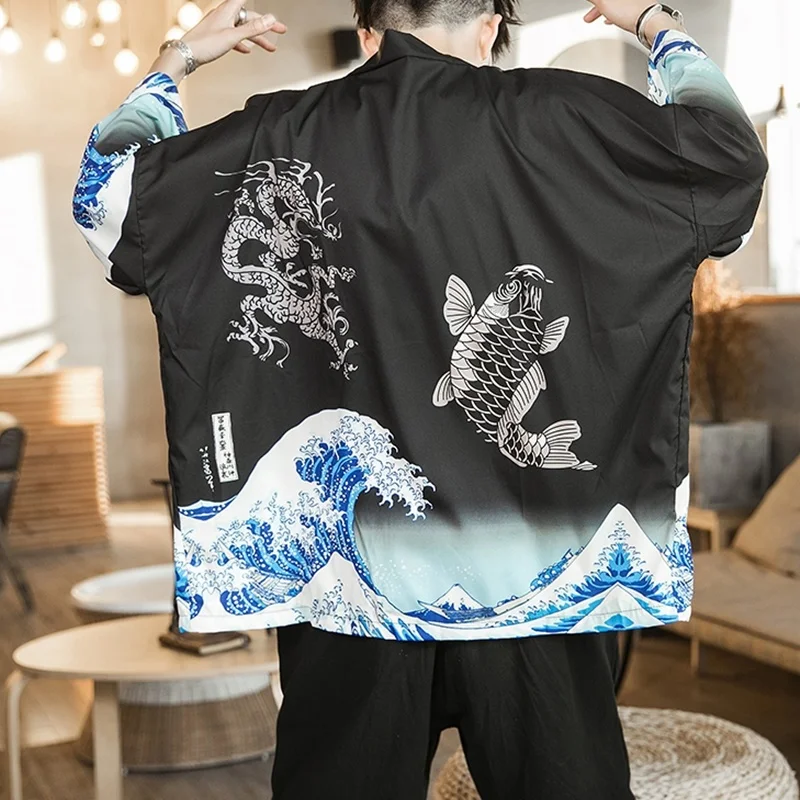 Кимоно Kimonos Haori 2019 японское кимоно кардиган мужской костюм самурая азиатское