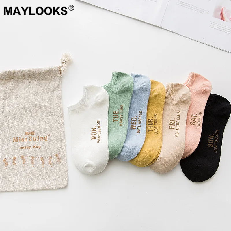 Maylooks/Новинка женские носки-башмачки с принтом японские носки надписью мужские на