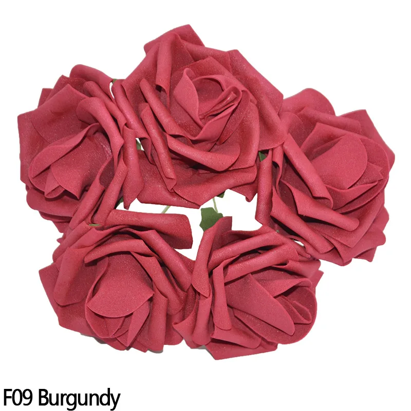 Burgundy 8 см искусственные из ПЭ-пены розы Свадебный букет невесты DIY скрапбук домашнее свадебное украшение большие поддельные розы вечерние принадлежности - Color: Burgundy