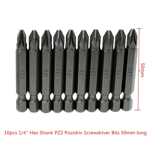 10pcs PZ2 Pozidriv 10 шт. PZ2 влияние отвертка Pozidriv Вставьте бит 1/" 6,35 мм шестигранным хвостовиком магнитные Совет отвертка Биты 50 мм длинные - Цвет: 10pcs PZ2 Pozidriv