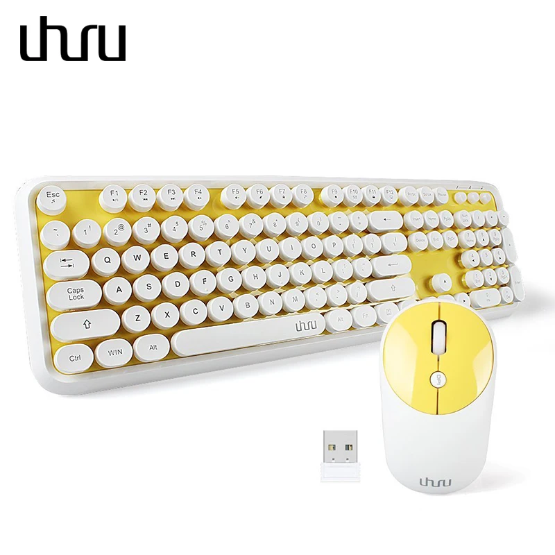 Uhru беспроводная клавиатура и мышь комбо офисная игровая полноразмерная клавиатура с круглым ключом и мышкой с usb-ключом для ПК ноутбука