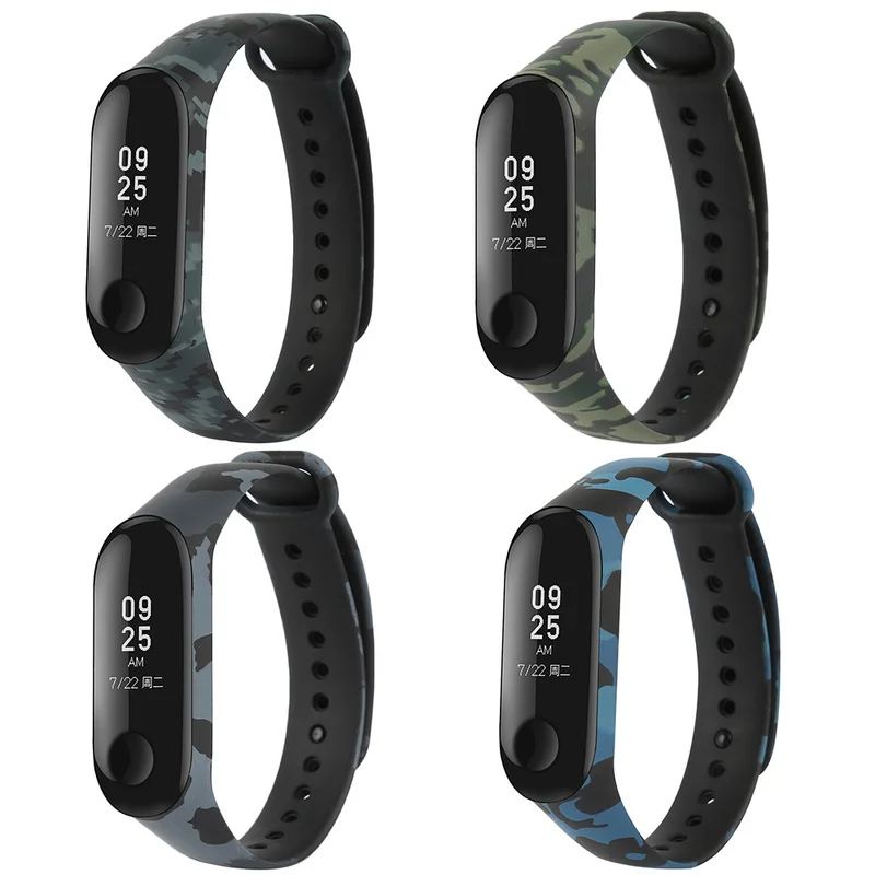Ремешок Камуфляжный для Xiaomi Mi Band 3 сменный силиконовый браслет умные
